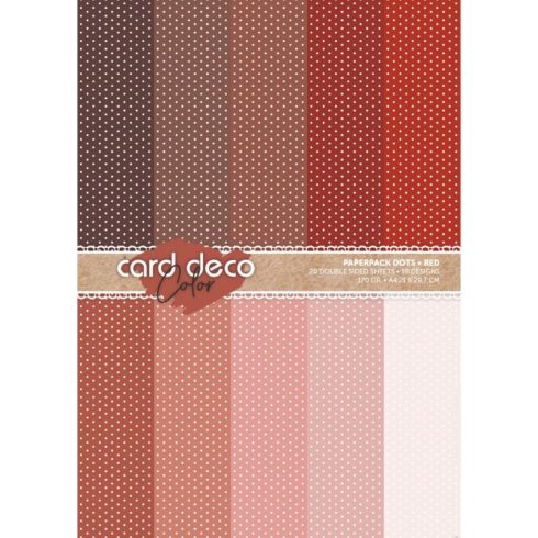 Card Deco – Color Paperpack Dots Red paperilajitelma A4