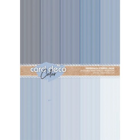 Card Deco – Color Paperpack Stripes Blue paperilajitelma A4