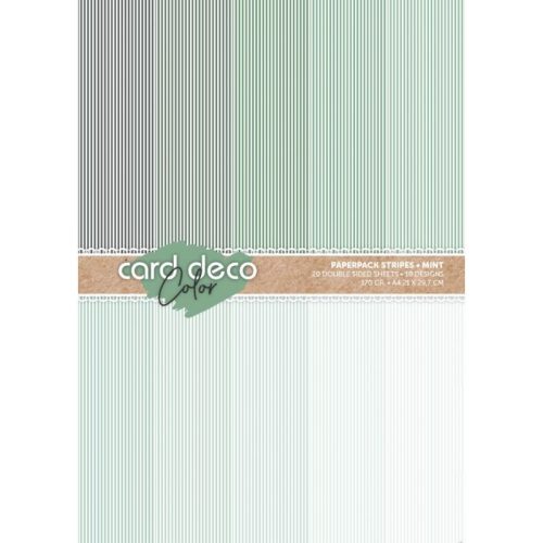 Card Deco – Color Paperpack Stripes Green paperilajitelma A4