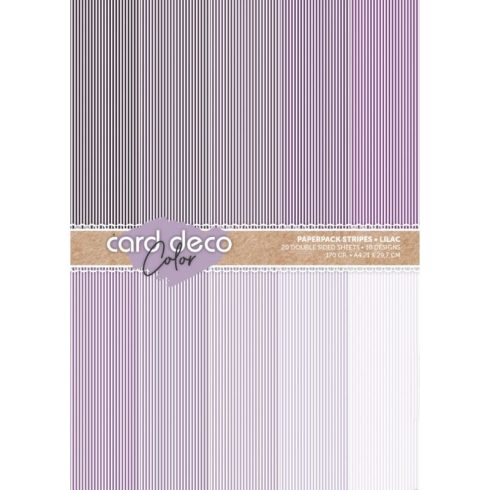 Card Deco – Color Paperpack Stripes Purple paperilajitelma A4