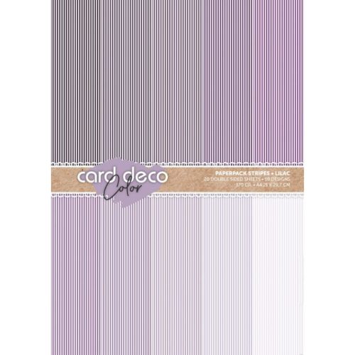 Card Deco – Color Paperpack Stripes Purple paperilajitelma A4