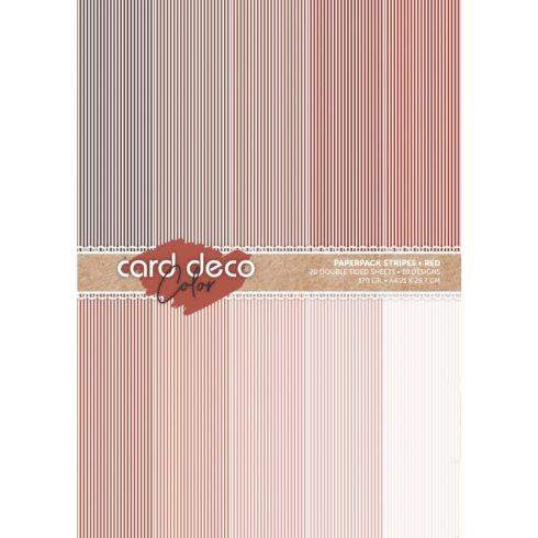 Card Deco – Color Paperpack Stripes Red paperilajitelma A4