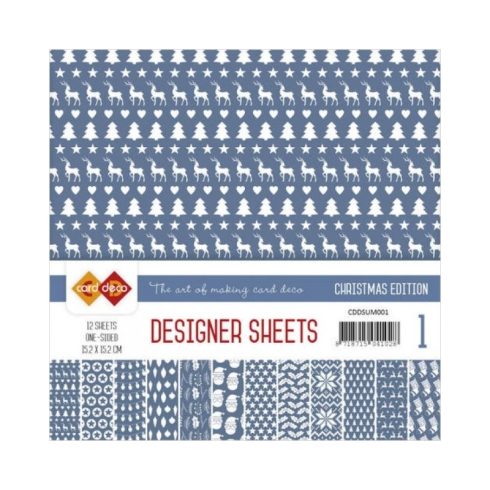 Card Deco – Designer Sheets Christmas Dark Blue paperilajitelma 15 x 15 cm