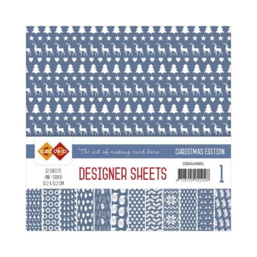 Card Deco – Designer Sheets Christmas Dark Blue paperilajitelma 15 x 15 cm