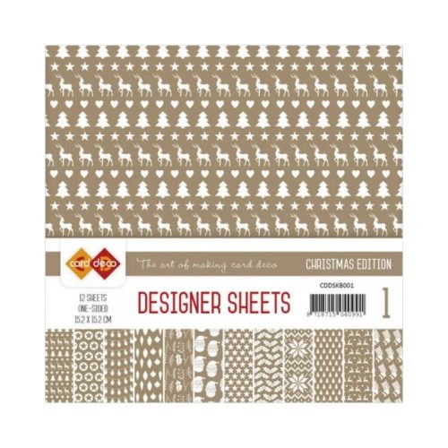 Card Deco – Designer Sheets Christmas Light Brown paperilajitelma 15 x 15 cm