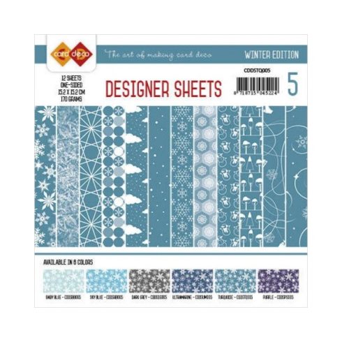 Card Deco – Designer Sheets Dusty Blue Winter paperilajitelma 15 x 15 cm