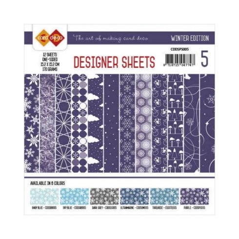 Card Deco – Designer Sheets Winter Purple paperilajitelma 15 x 15 cm