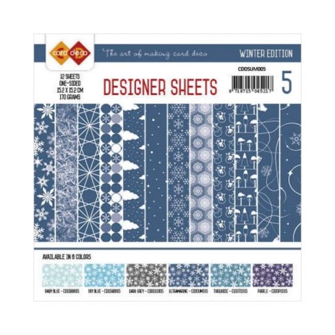 Card Deco – Designer Sheets Winter Ultramarine paperilajitelma 15 x 15 cm