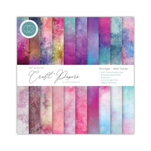 Craft Consortium – Grunge Mid Tones paperilehtiö 15 x 15 cm