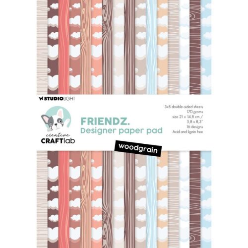 Studio Light Friendz Design Paper – Woodgrain paperilehtiö (A5)