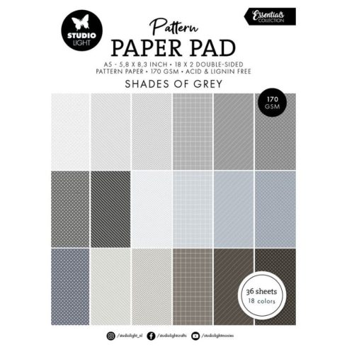 Studio Light Paper Pad – Shades of Grey Pattern paperilehtiö (A5)