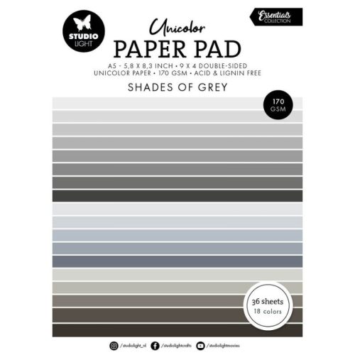 Studio Light Paper Pad – Shades of Grey Unicolor paperilehtiö (A5)