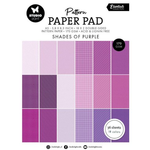 Studio Light Paper Pad – Shades of Purple Pattern paperilehtiö (A5)