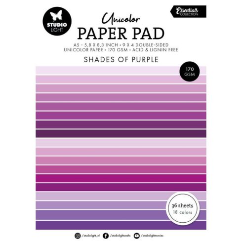 Studio Light Paper Pad – Shades of Purple Unicolor paperilehtiö (A5)