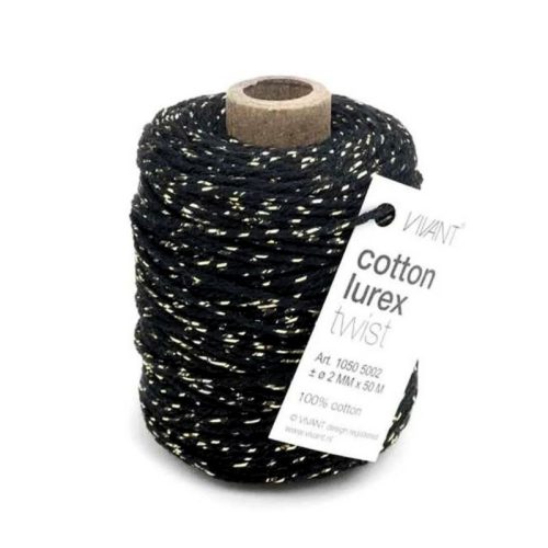 Vivant Cotton Lurex Cord Black – kimalle puuvillanaru 50m