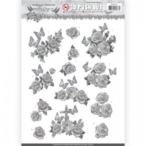 Amy Design 3D arkki – Words of Sympathy Grey Roses