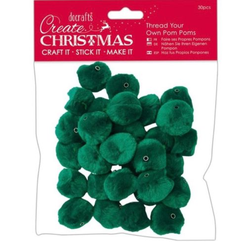 Docrafts Green Pompom -pallot pujotettava (30 kpl)