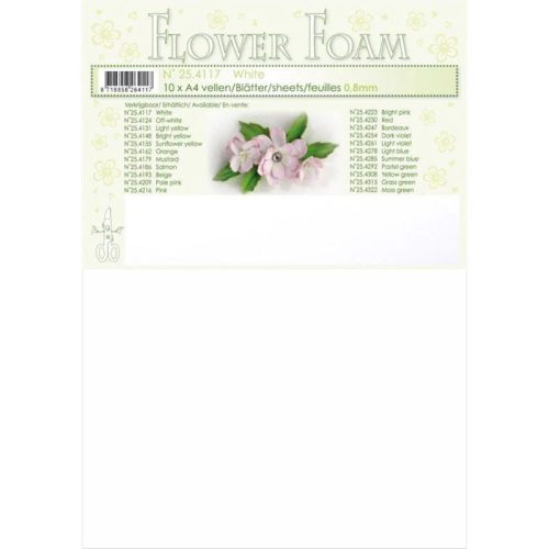 Leane Creatief Flower Foam Foamiran – Softis valkoinen A4 10kpl