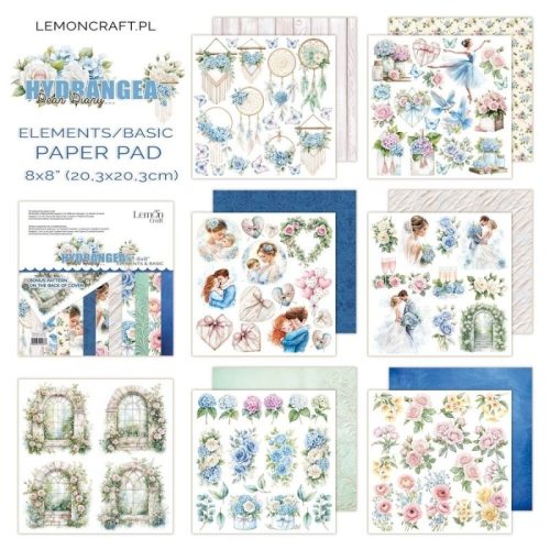 Lemon Craft – Dear Diary Hydrangea Elements Basic paperilehtio 20 x 20 cm 1