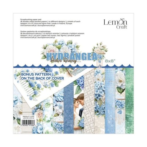 Lemon Craft – Dear Diary Hydrangea paperilehtiö 20 x 20 cm