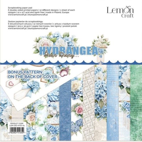 Lemon Craft – Dear Diary Hydrangea paperilehtiö 30 x 30 cm