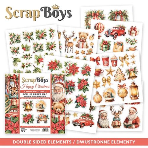 ScrapBoys – Happy Christmas Pop up Elements paperilehtio 15 x 15 cm 1