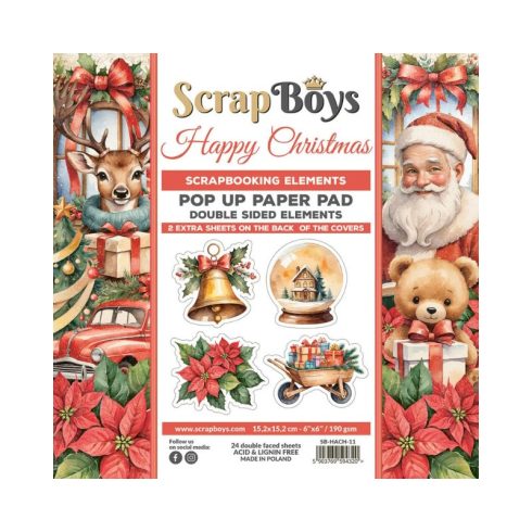 ScrapBoys – Happy Christmas Pop-up Elements paperilehtiö 15 x 15 cm