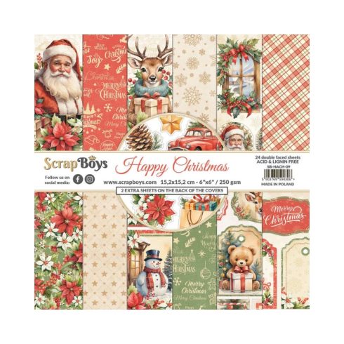 ScrapBoys – Happy Christmas paperilehtiö 15 x 15 cm