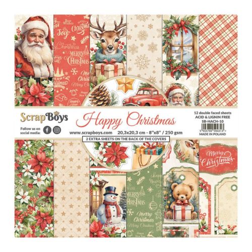 ScrapBoys – Happy Christmas paperilehtio 20 x 20 cm 1