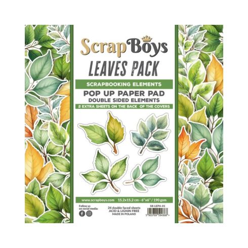 ScrapBoys – Leaves Pop-up Elements paperilehtiö 15 x 15 cm