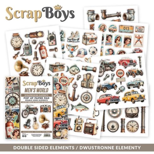 ScrapBoys – Men's World Pop-up Elements paperilehtiö 15 x 15 cm