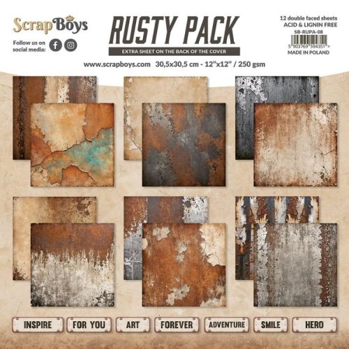 ScrapBoys – Rusty Pack paperilehtiö 30 x 30 cm