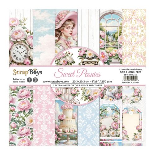 ScrapBoys – Sweet Peonies paperilehtiö 20 x 20 cm (1)