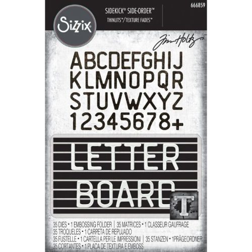 Sizzix Tim Holtz stanssi ja 2D kohokuviointikansio – VAULT SIDE-ORDER LETTERBOARD