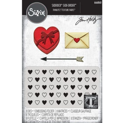 Sizzix Tim Holtz stanssi ja 2D kohokuviointikansio – VAULT SIDE-ORDER LOVE NOTES