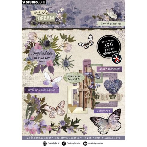 Studio Light Die-Cut Paper Pad – Nature's Dream 2 paperilehtiö (390kpl) A5