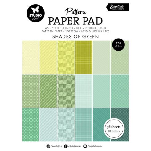 Studio Light Paper Pad – Shades of Green Pattern paperilehtiö (A5)