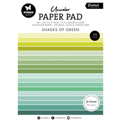 Studio Light Paper Pad – Shades of Green Unicolor paperilehtiö (A5)